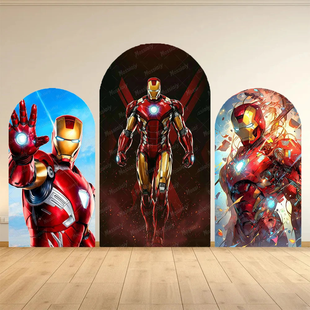 Iron Man Spider-Man Arch Backdrop Covers Children's Boy Birthday Party Photo Custom Decor Background Wall Baby Shower Supplies