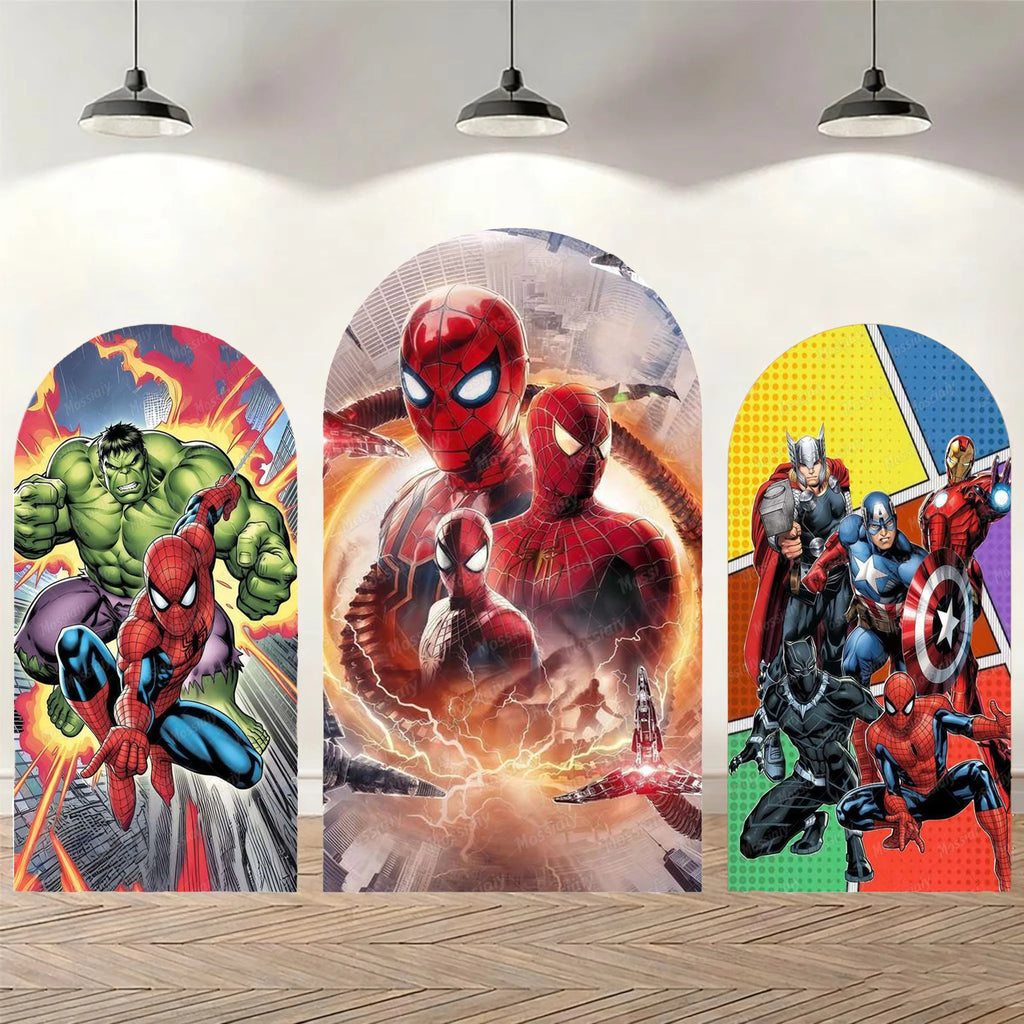 Iron Man Spider-Man Arch Backdrop Covers Children's Boy Birthday Party Photo Custom Decor Background Wall Baby Shower Supplies