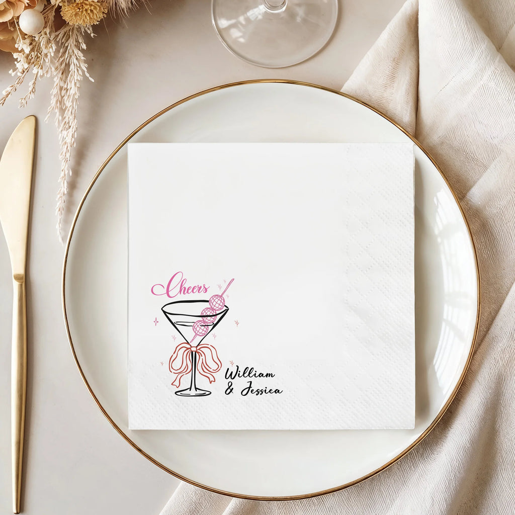 Custom Cocktail Napkins 3 ply Personalized Cocktail Napkins Party Decor Disposable Paper Napkins For Wedding Anniversary Bridal