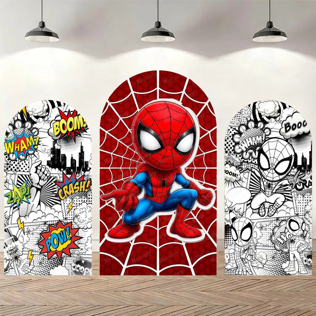 Iron Man Spider-Man Arch Backdrop Covers Children's Boy Birthday Party Photo Custom Decor Background Wall Baby Shower Supplies